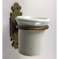 Classic Toothbrush Holder - Antique Brass with Ceramic Tumbler